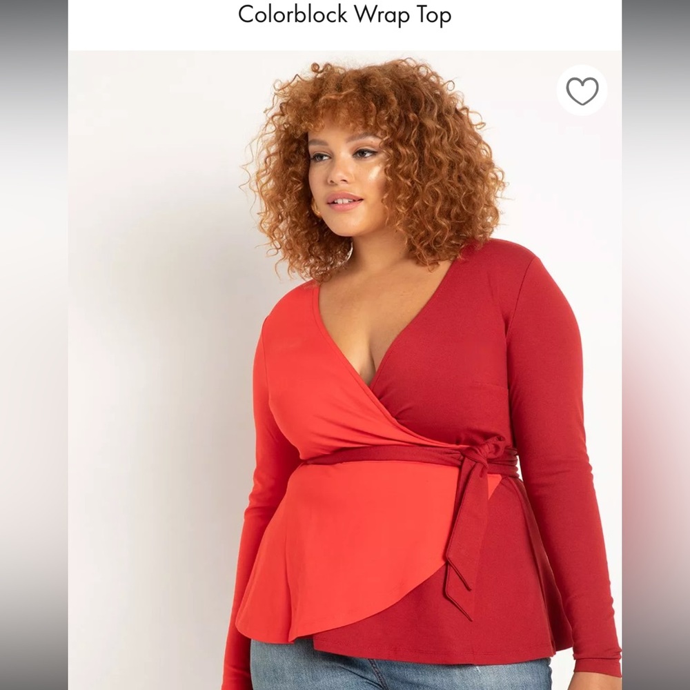 Eloquii color block wrap top, never worn